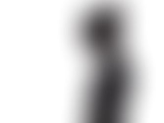 A sharply defined silhouette of a young woman, head bowed against a white background.