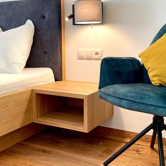 Schlafzimmer mit Doppelbett Ferienwohnung Unterlechnerhof Südtirol