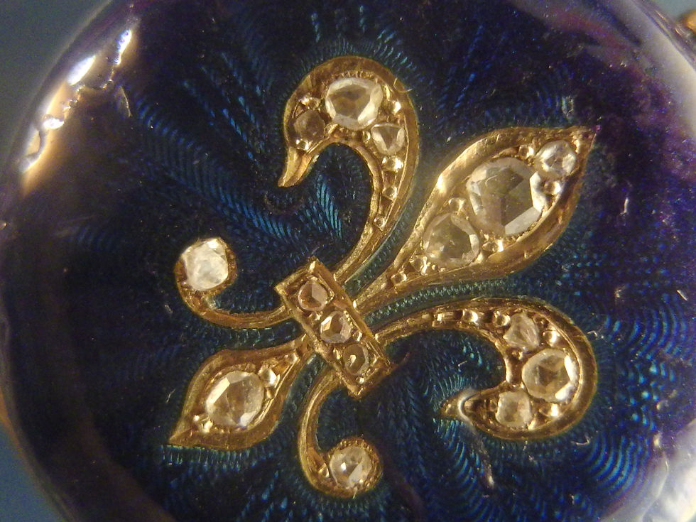 Miniatura: 4360 ORIGINAL VINTAGE EXQUISITE 14K GOLD & DIAMONDS ENAMEL P WATCH, LIS, C. 1880