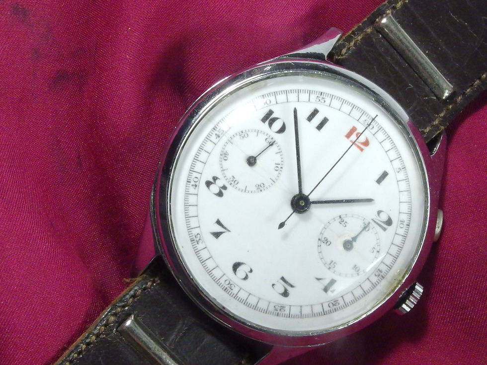 Miniatura: 4019 VINTAGE ENAMEL (PORCELAIN) DIAL CHRONOGRAPH, RARE VALJOUX GH MOV.