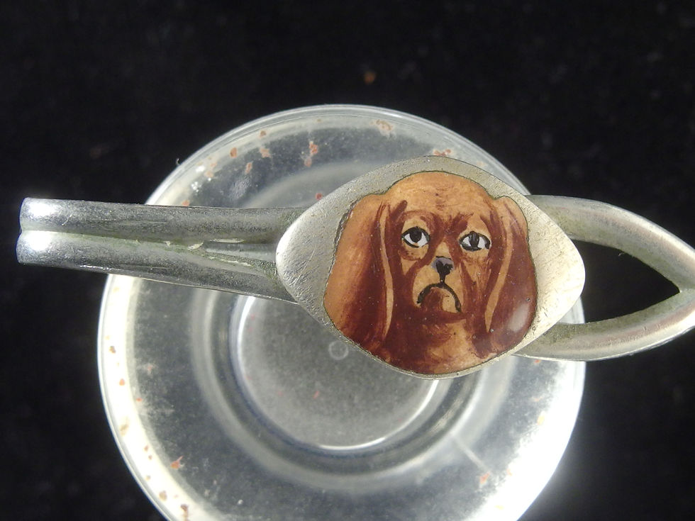 Miniatura: 4299 VINTAGE TIE BAR OR MONEY CLIP, PEKINGNESE DOG BREED ENAMEL, 1920