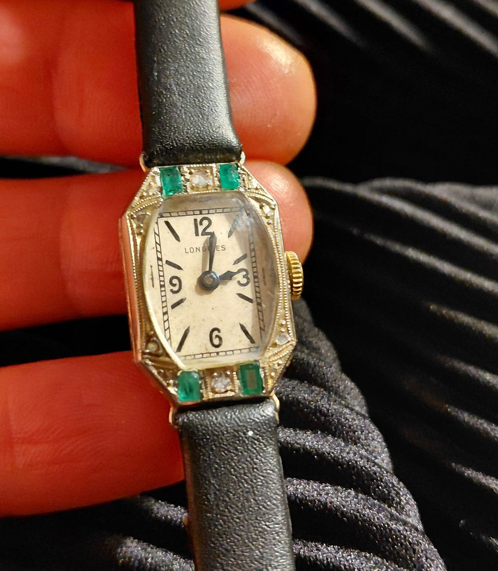 Miniatura: 4577 EXQUISITE DECO 18K GOLD LONGINES WATCH LADY, DIAMONDS &  EMERALDS, C. 1934