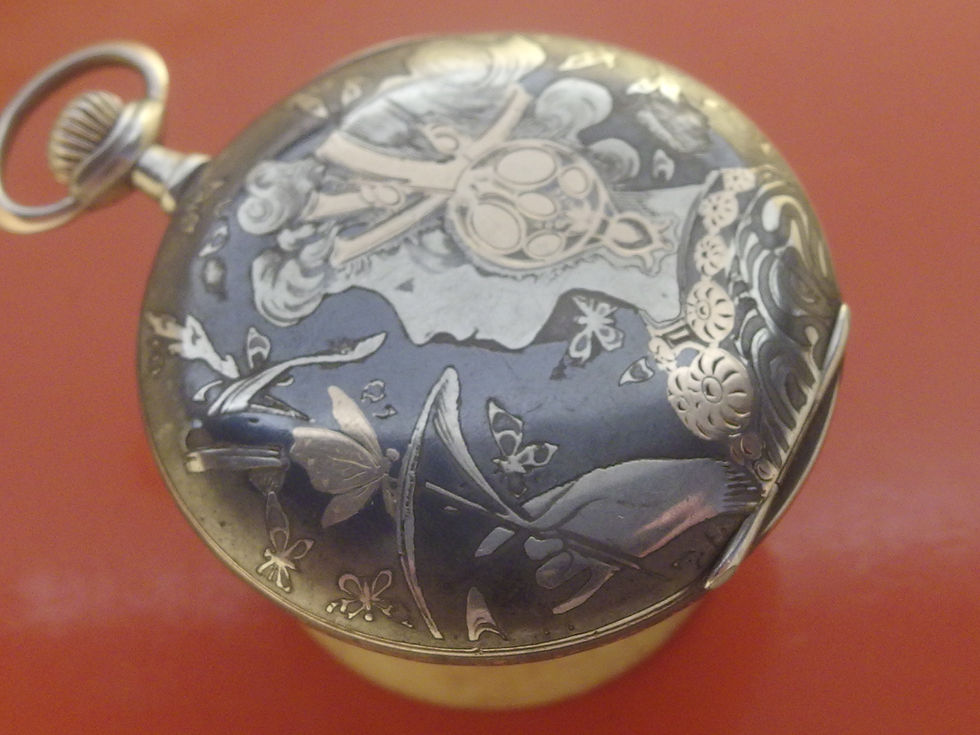 Miniatura: 4323 VINTAGE ART NOUVEAU LADY, GOLD NIELLO ORION P WATCH, 1900