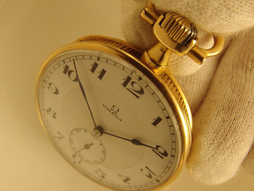 Miniatura: 3191  SOBER OMEGA POCKET WATCH IN 18K GOLD, circa 1903