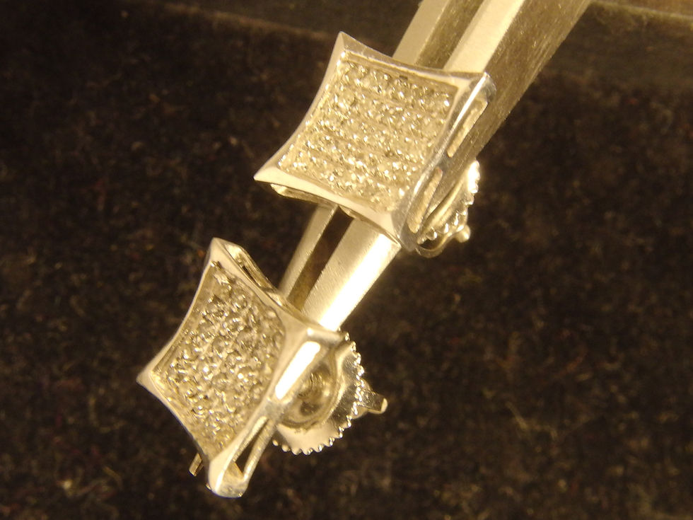 Miniatura: 3499 ELEGANT 10K WHITE GOLD & 50 NATURAL DIAMONDS EARRINGS, SAFE SCREWED BACK