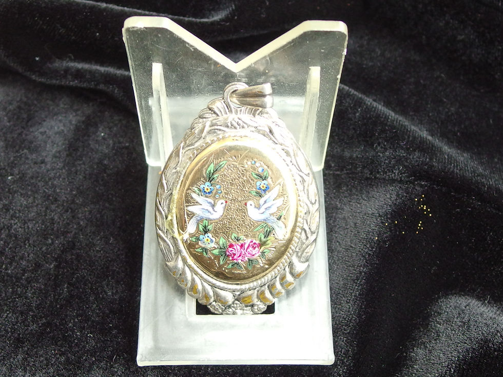 Miniatura: 4506 VICTORIAN GREAT MEDALION 18K GOLD, SILVER & ENAMEL, DOVES, C.1880