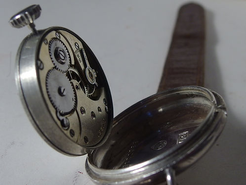 4520 ANTIQUE WWI OMEGA TRENCH WATCH, RARE SCREW ON BEZEL & CABRIOLET MOV, C.1917
