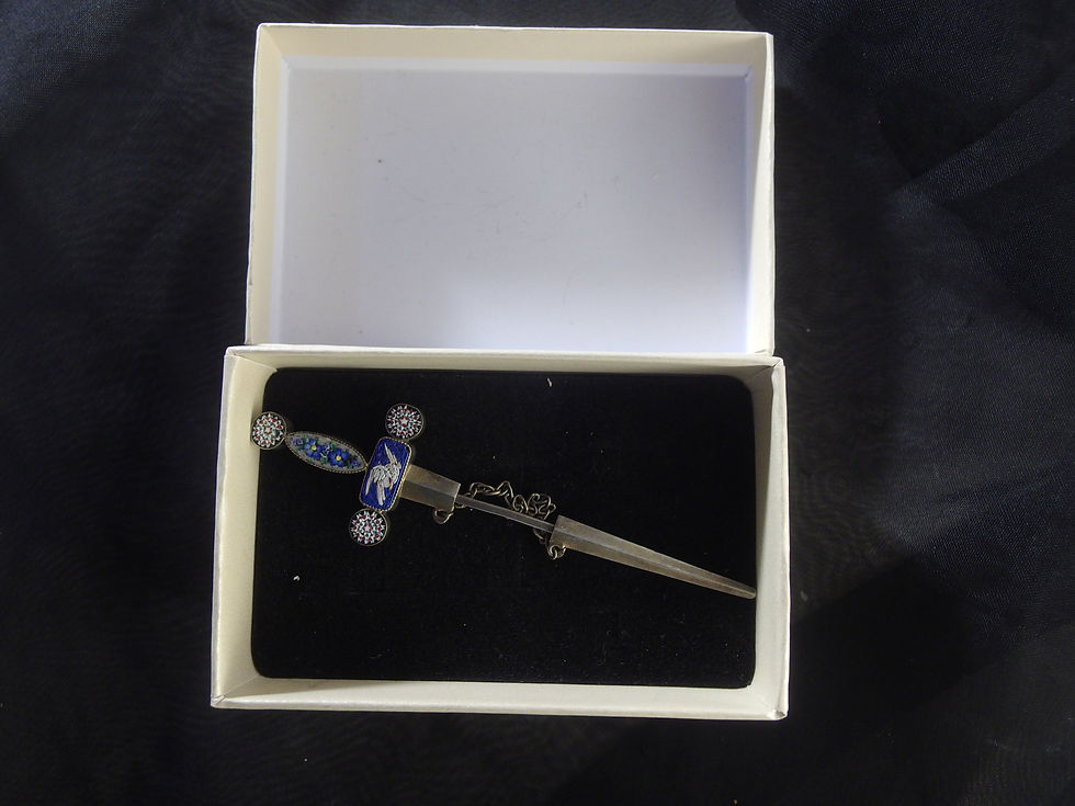 Miniatura: 4281 EXQUISITE ANTIQUE BROOCH/STICK PIN SWORD WITH MICRO MOSAIC, 19TH CENTURY