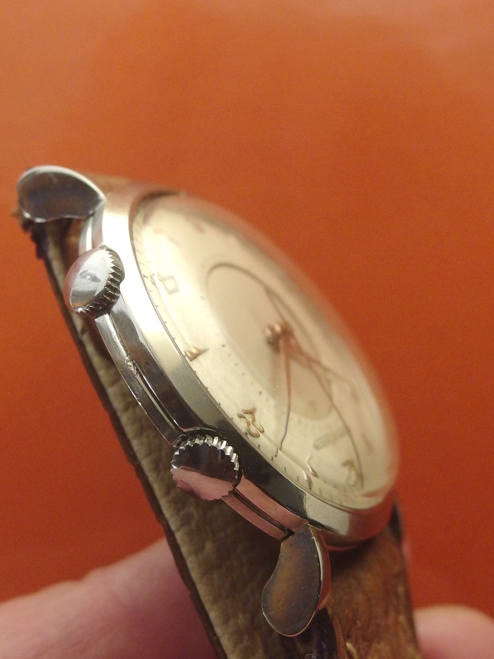 Miniatura: 4432 JAEGER LECOULTRE PRE MEMOVOX WRIST ALARM IN STEEL, C. 489/1, 1950'ies.