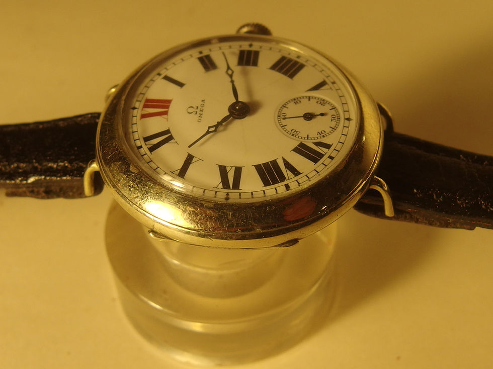Miniatura: 4259 ORIGINAL OMEGA TRANSITION/TRENCH WATCH, ENAMEL DIAL C. 1914-15