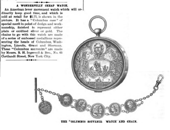 Miniatura: 4452 RARE  INGERSOLL POCKET WATCH WORLD'S COLUMBUS EXPOSITION, CHICAGO 1893