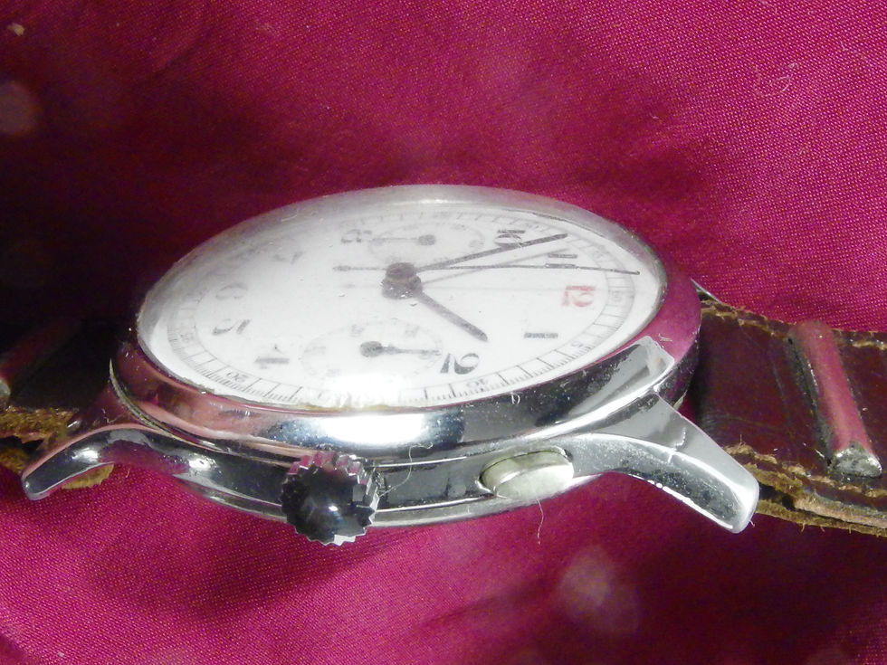 Miniatura: 4019 VINTAGE ENAMEL (PORCELAIN) DIAL CHRONOGRAPH, RARE VALJOUX GH MOV.