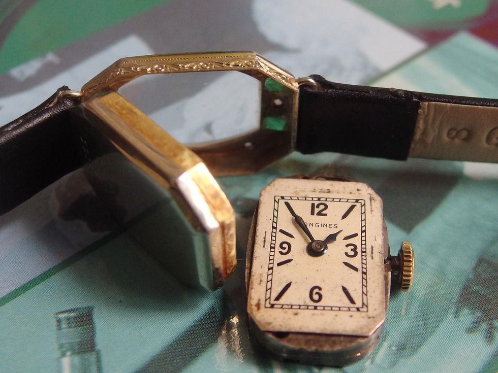 Miniatura: 4577 EXQUISITE DECO 18K GOLD LONGINES WATCH LADY, DIAMONDS &  EMERALDS, C. 1934