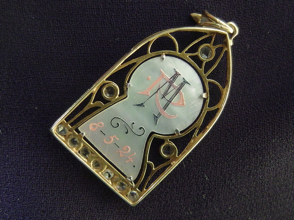 Miniatura: 4459 ORIGINAL VINTAGE RELIGIOUS PENDANT VIRGIN MARY 18K GOLD DIAMONDS, 1920'ies