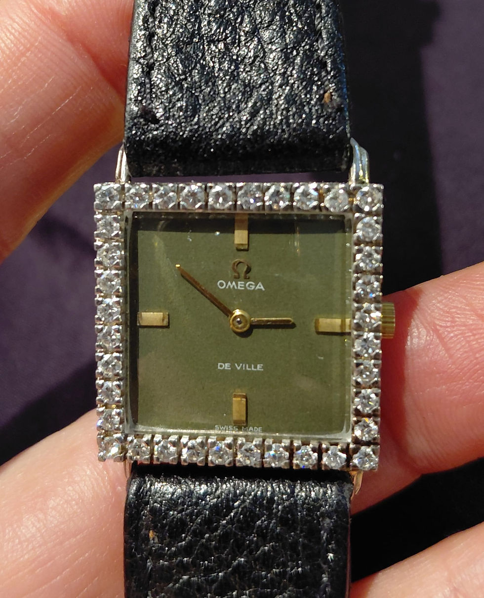 Miniatura: 4474 GORGEOUS VINTAGE OMEGA DE VILLE 18K W GOLD & 1. 08 CT DIAMONDS, Y. 1979
