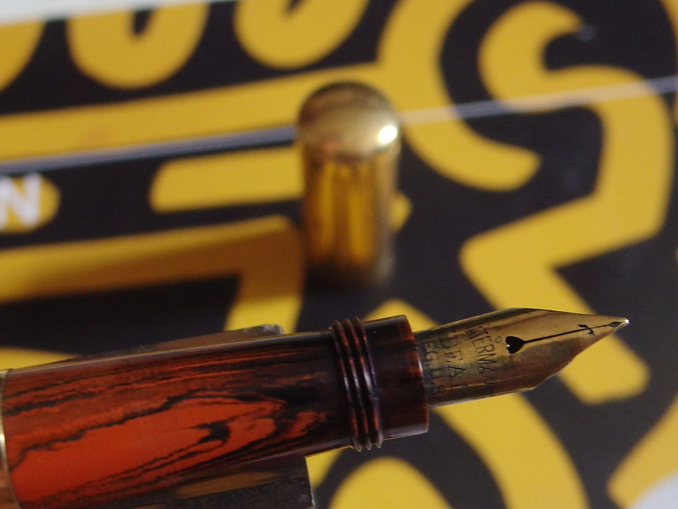 Miniatura: 4645 Magnificent Watermans pen 42 1/2 red ebonite fountain pen 18K solid Gold