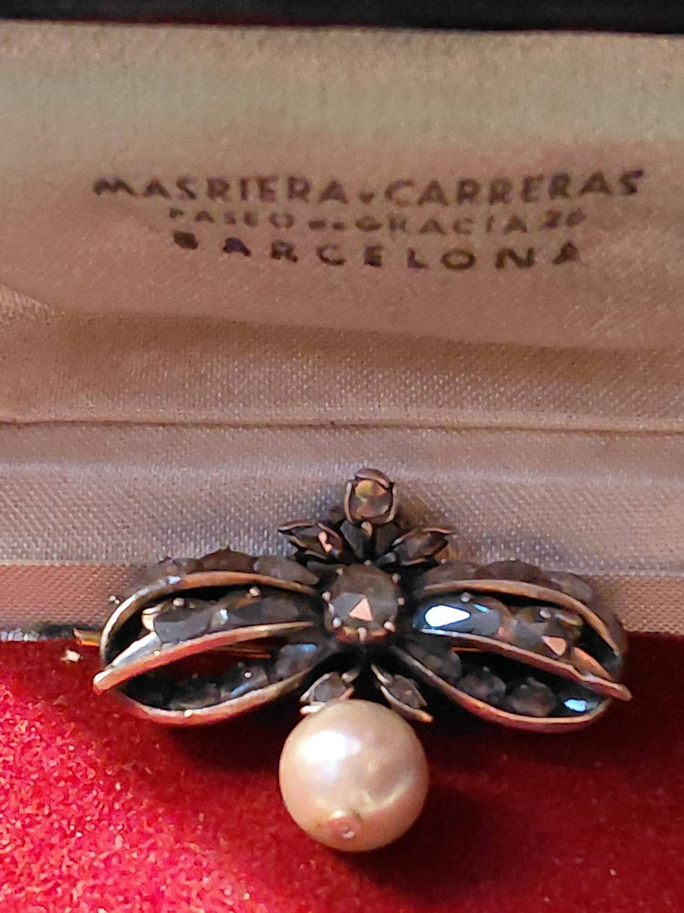 Miniatura: 4584 ANTIQUE GEORGIAN  DIAMONDS & PEARL BOW BROOCH, SILVER & 18K GOLD, C. 1810