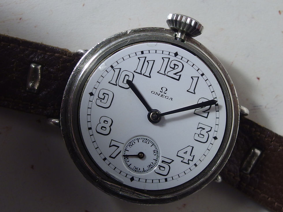 Miniatura: 4520 ANTIQUE WWI OMEGA TRENCH WATCH, RARE SCREW ON BEZEL & CABRIOLET MOV, C.1917