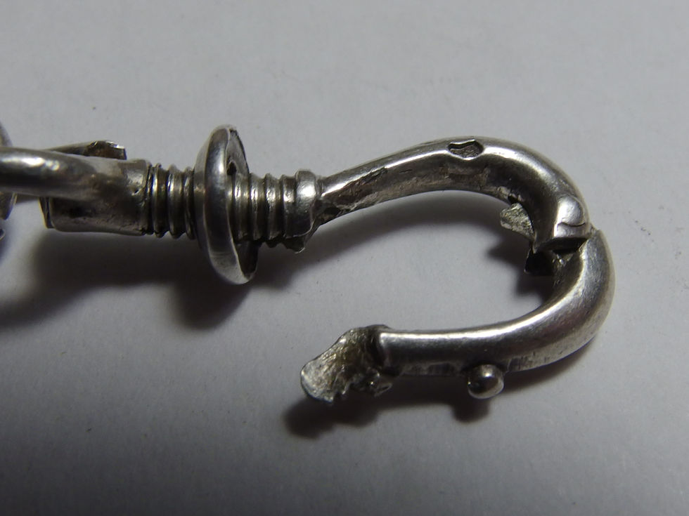Miniatura: 3987 ROBUST STERLING SILVER POCKET WATCH CHAIN W FLORAL ENAMEL, CIRCA 1880
