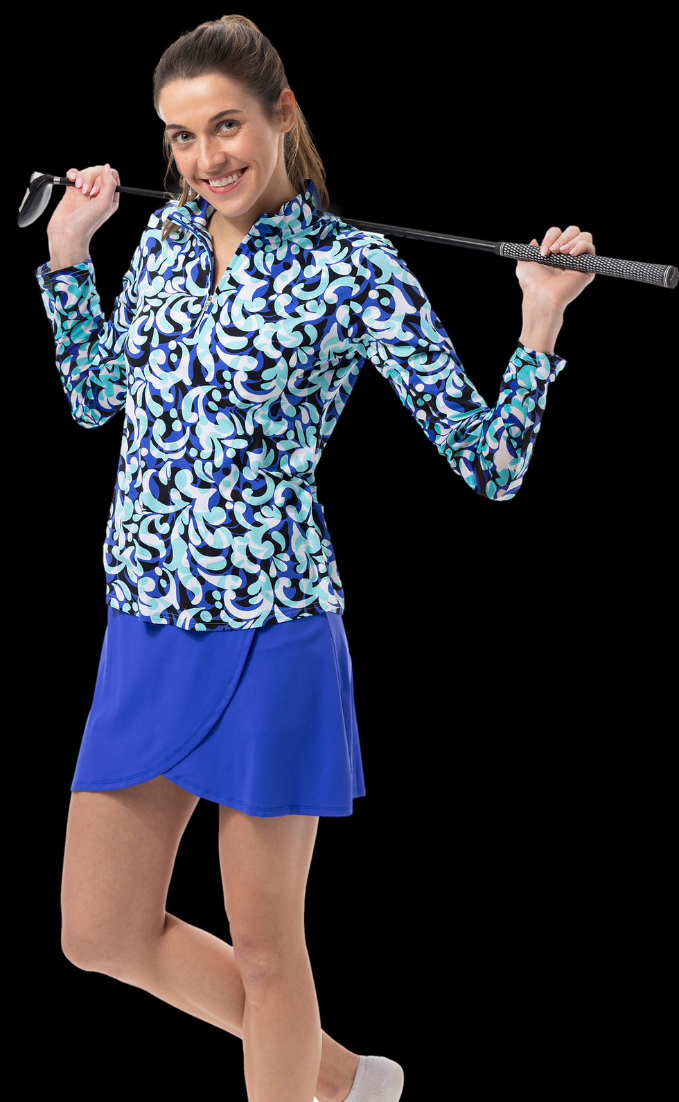 Thumbnail: SOLTEK LUX L/S PRINT MOCK. PALAZZO COBALT - CLEARANCE