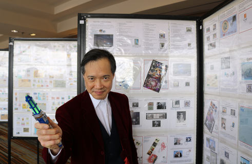 A Toronto philatelic exhibitor cosplays as Doctor Who.