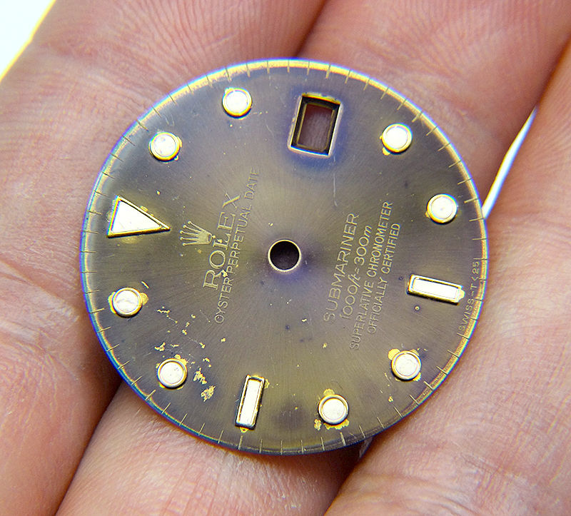 Thumbnail: Rolex Submariner Tropical Violet Sunbeam Dial Yellow Gold Tritium Lume Markers