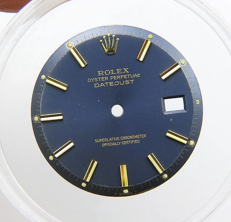 Genuine Rolex Datejust 36mm 1600 1601 1603 Blue & Yellow Gold Pie Pan Watch Dial