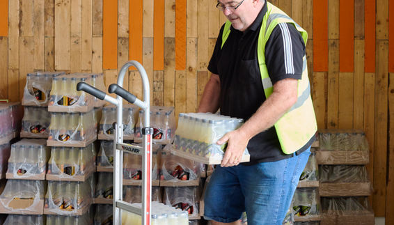 John loading Chegworth Valley juices