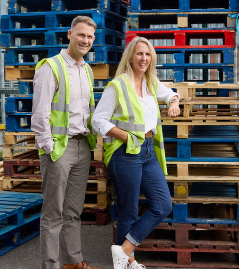 Gary and Anna Macaulay outside the hampshire warehouse