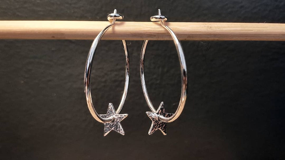 Christmas ( or not) silver star hoops earrings