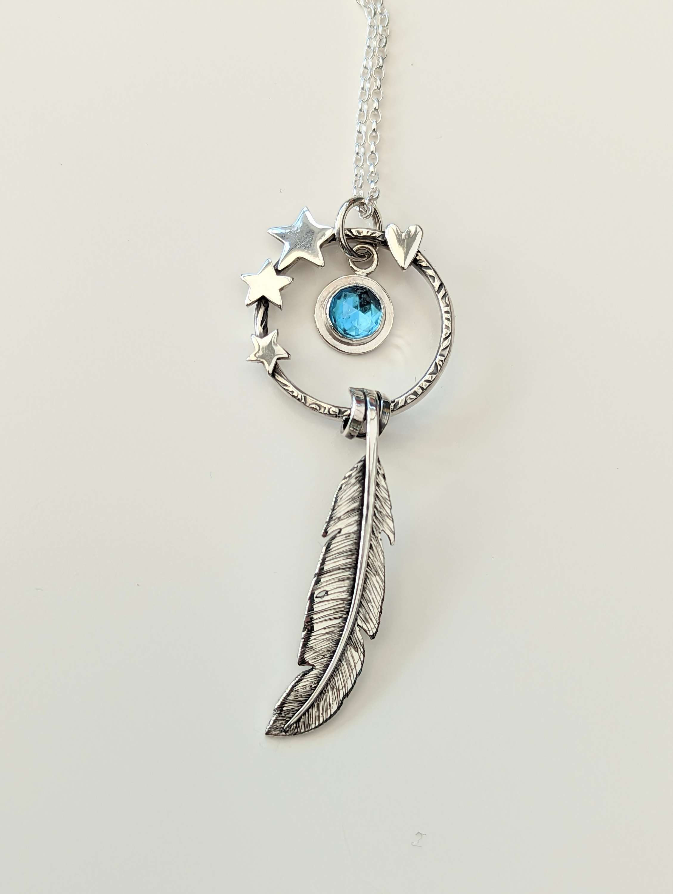 Swiss Blue Topaz Dreamcatcher Necklace 