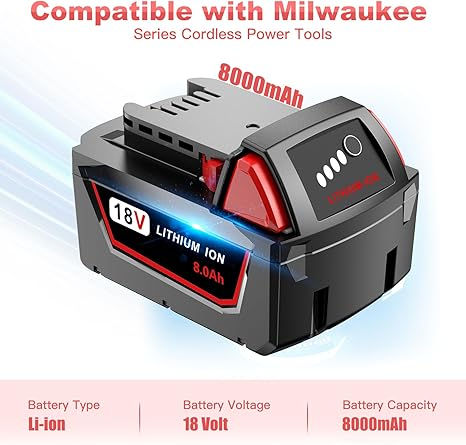 6.0 Ah 18v Batteries for Milwaukee 48-11-1860 18v Replacement 18 Volt Max Batter