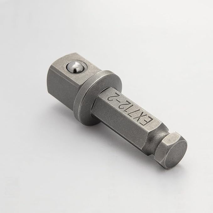 7/16 Hex to 1/2 Square Socket Adapter Drive Converter Spring Ball Retainer