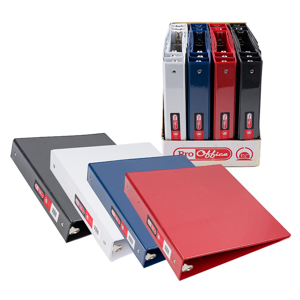 48CT 3 Ring Binder- 1½"- 4 Assortments