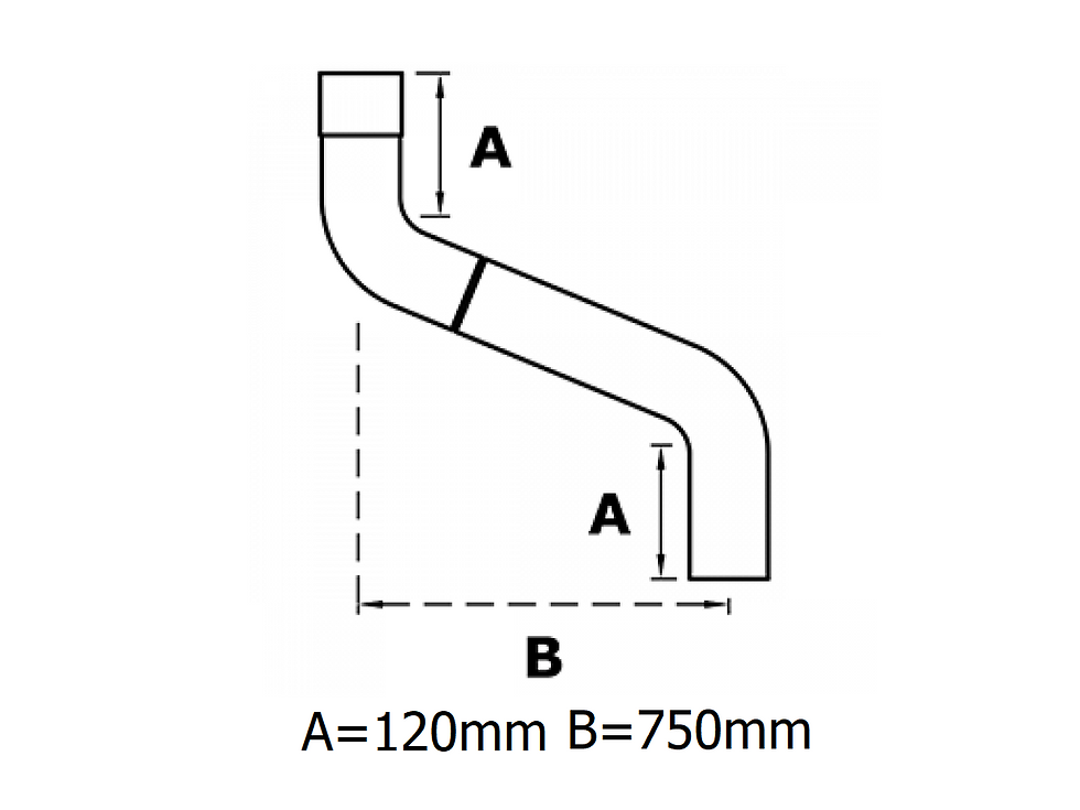 Thumbnail: 101mm Round Swaged Downpipe Adjustable Offset 750mm Maximum Projection