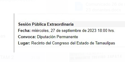 CONGRESO DEL ESTADO AGENDA MIERCOLES 27 SEPT.2023