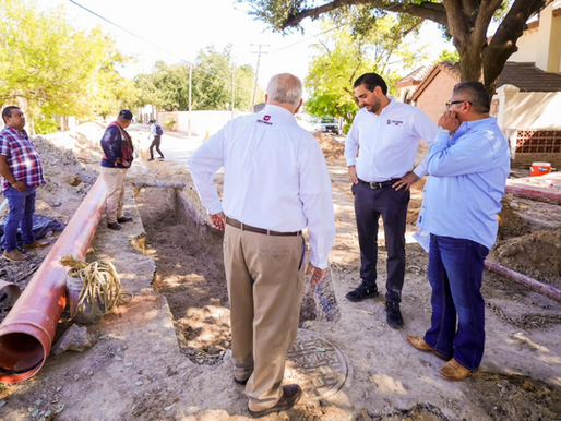 Supervisó Alcalde Carlos Peña Ortiz desarrollo de obra hidráulica en colonia Naranjos..