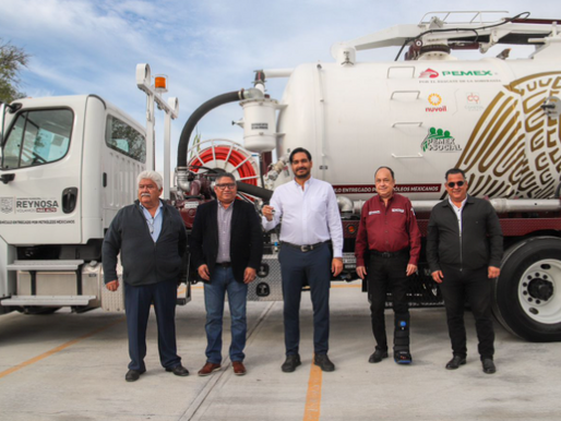 Entregó Alcalde Carlos Peña Ortiz nuevo camión Vactor en Reynosa.