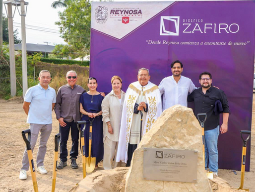 Colocó Carlos Peña Ortiz primera piedra del centro comercial Distrito Zafiro en Reynosa..