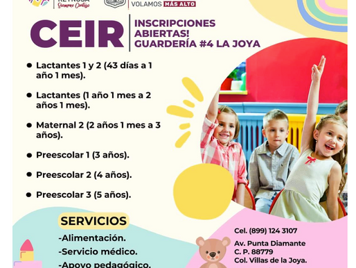 DIF Reynosa ofrece inscripciones para la Guardería #4.