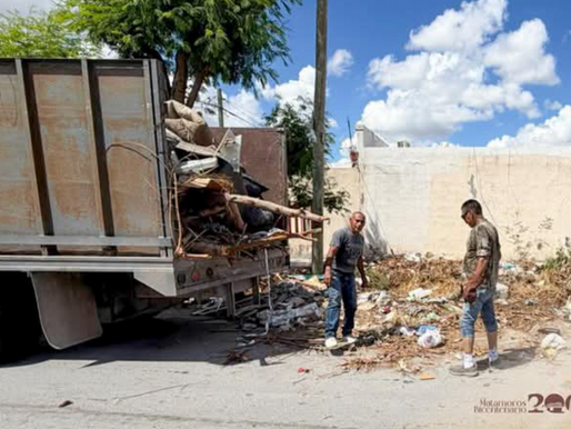 Inician puente peatonal y refuerzan limpieza de basureros clandestinos en Matamoros.