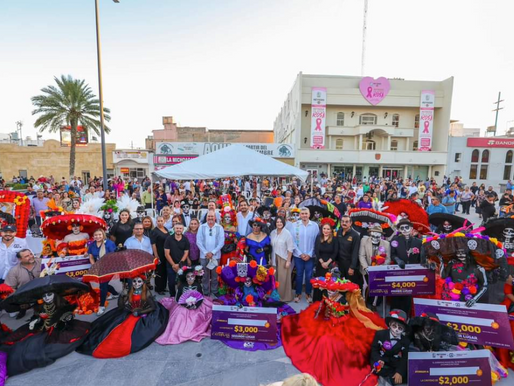 Celebran más de Mil reynosenses colorido Concurso de Catrinas 2024 con el Alcalde Carlos Peña Ortiz.