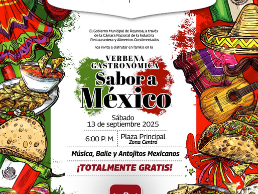 Asiste hoy a la verbena gastronómica con Sabor a México en la plaza principal - Disfruta gratuitamente de la música, baile y antojitos mexicanos. Hoy 13 de septiembre disfruta del Sabor a México..