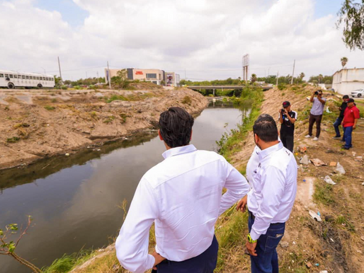 Constató Carlos Peña Ortiz limpieza del dren El Anhelo para prevenir inundaciones..