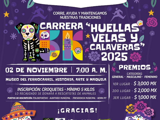 Invita Gobierno de Reynosa a participar en la Carrera 5K Huellas, Velas y Calaveras 2025.