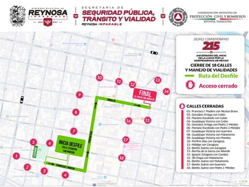 Conoce el cierre de calles por el Desfile Conmemorativo del 16 de Septiembre..