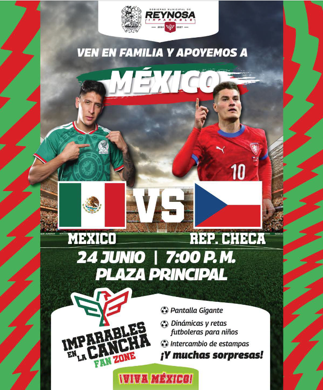 Invita el Alcalde Carlos Peña Ortiz a celebrar a México en el Mundial Sigamos celebrando a México en el Mundial, el Alcalde de Reynosa, Carlos Peña Ortiz, te invita a disfrutar en pantalla gigante..