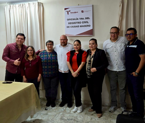 Realiza secretario general de Gobierno recorrido de supervisión en la Oficialía Primera del Registro Civil de Ciudad Madero.