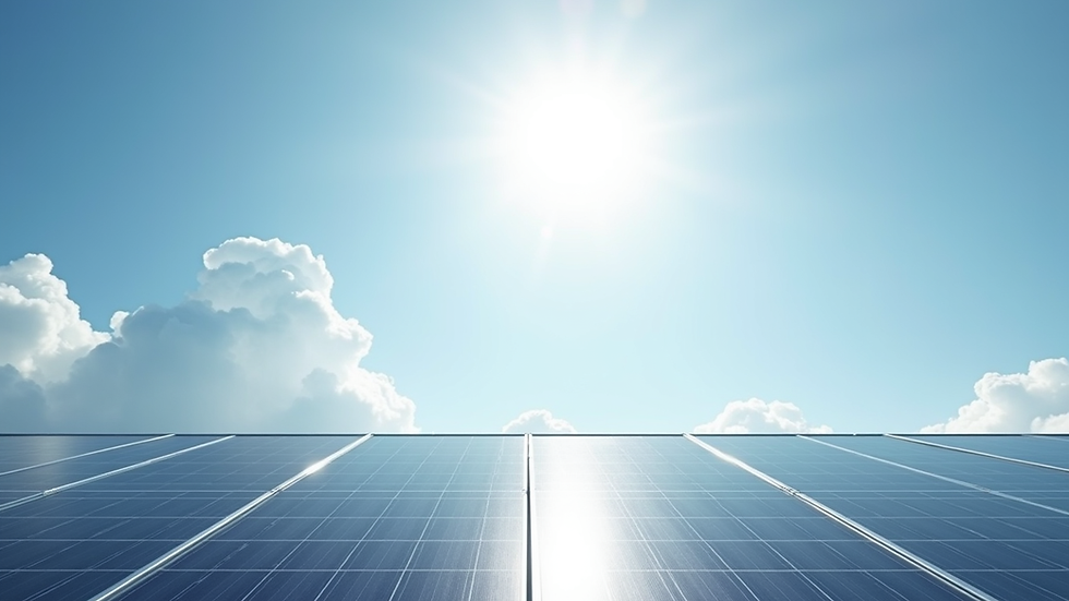 Primer plano de panel solar con cielo despejado de fondo