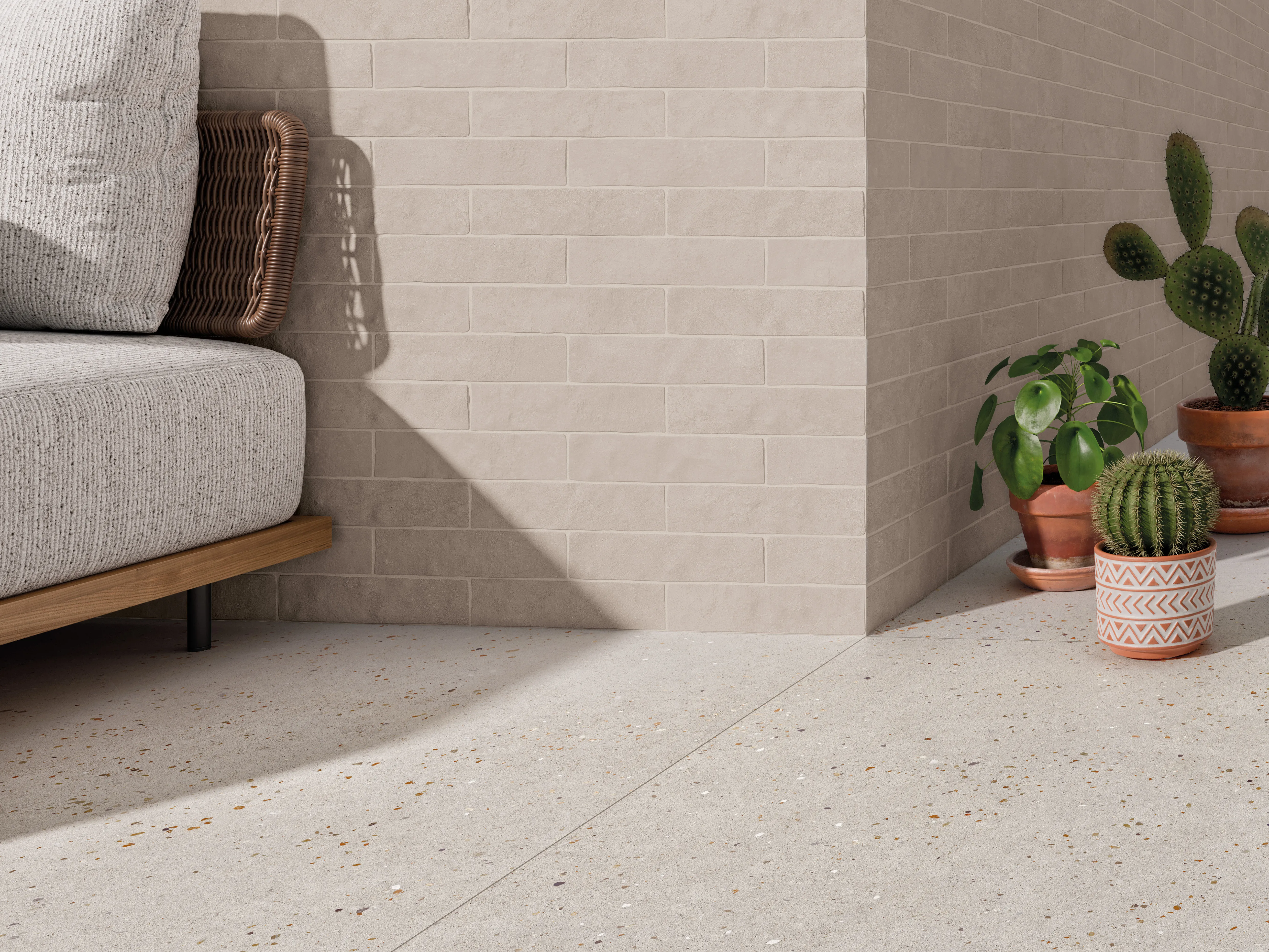 900角のマイクロテラゾータイルを採用したベッドルームのイメージ｜HARMONY SENSAシリーズ